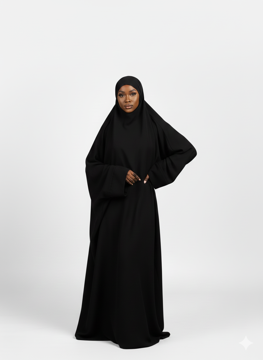 One piece Full Length Jilbab — Black