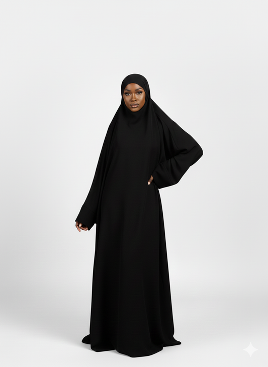One piece Full Length Jilbab — Black