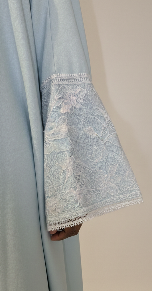 One piece Full Length Lace Jilbab — Baby Blue