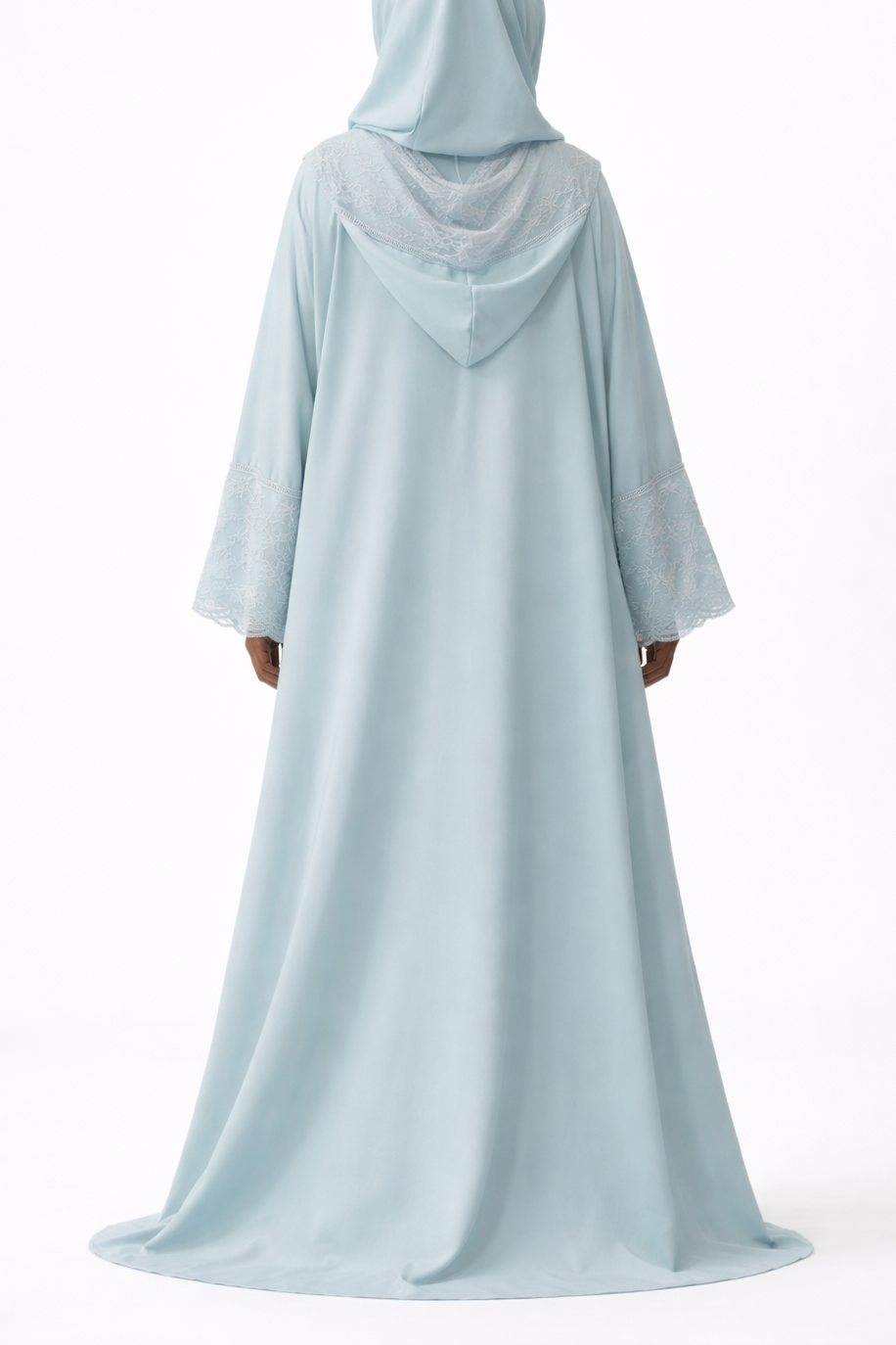 One piece Full Length Lace Jilbab — Baby Blue