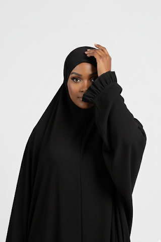 One-Piece Ruffle-Cuff Jilbab — Dusty Blue