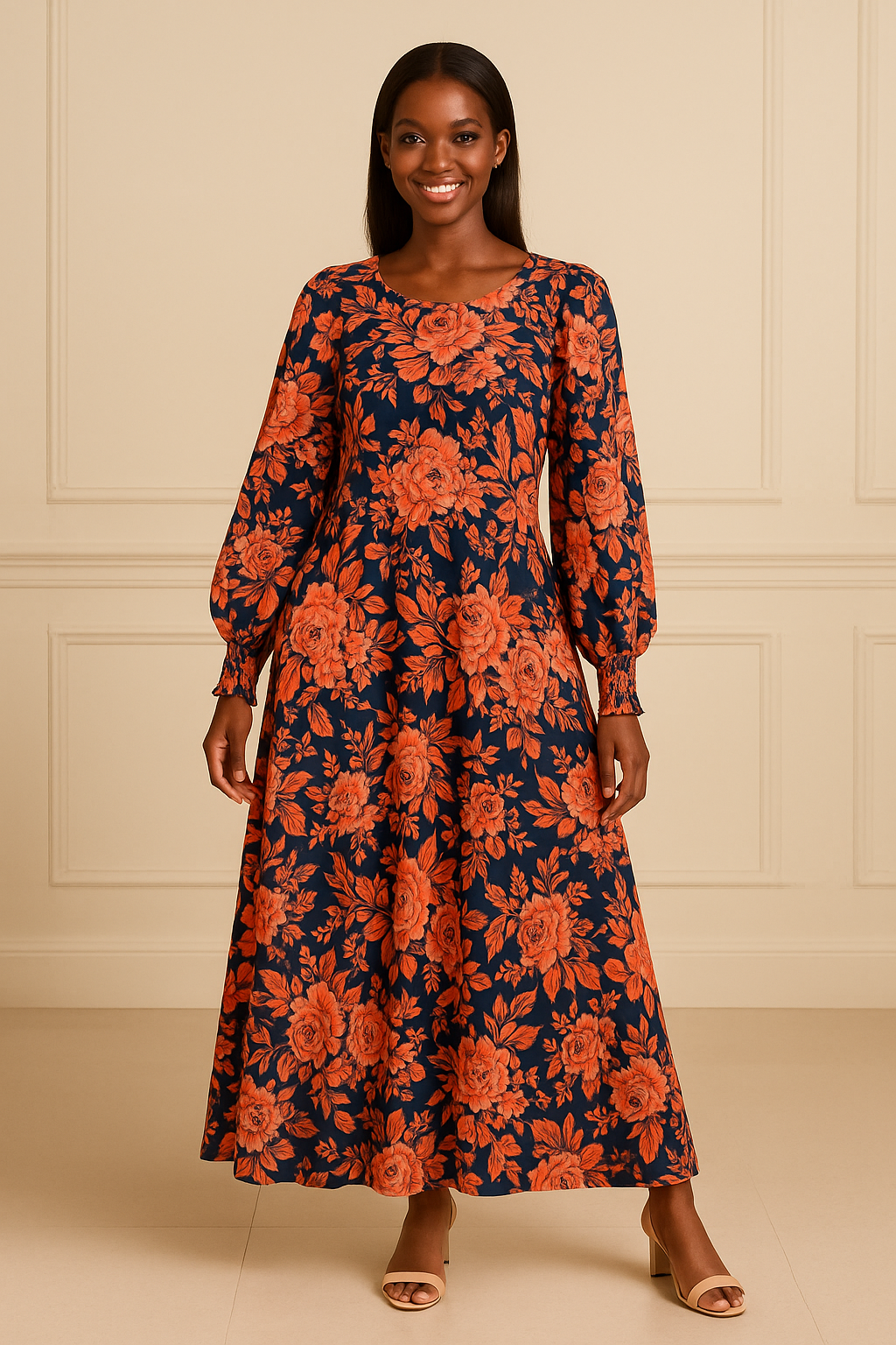 Navy Floral Maxi Dress