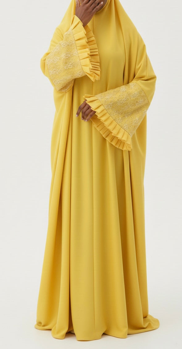 One-Piece Full Length Lace Jilbab — Cream