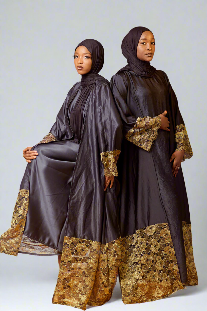 Noir Bloom Abaya Set