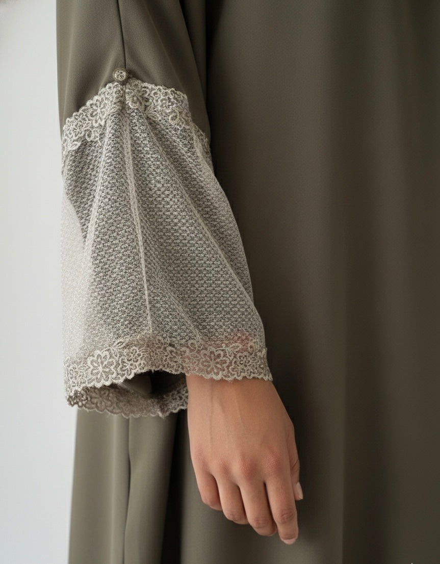 One-Piece Full Length Lace Jilbab — Green