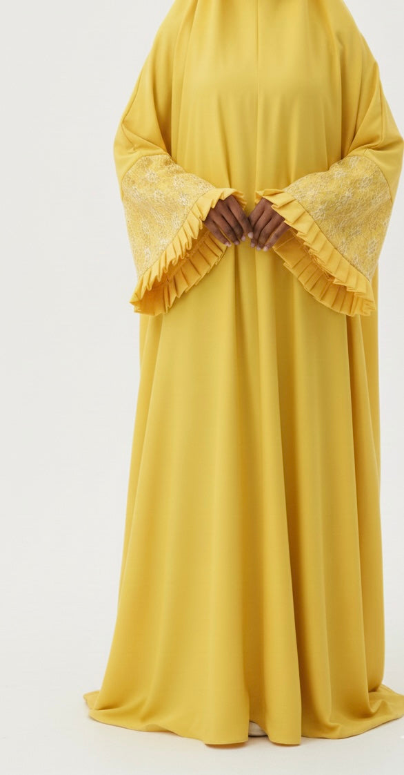 One-Piece Full Length Lace Jilbab — Cream