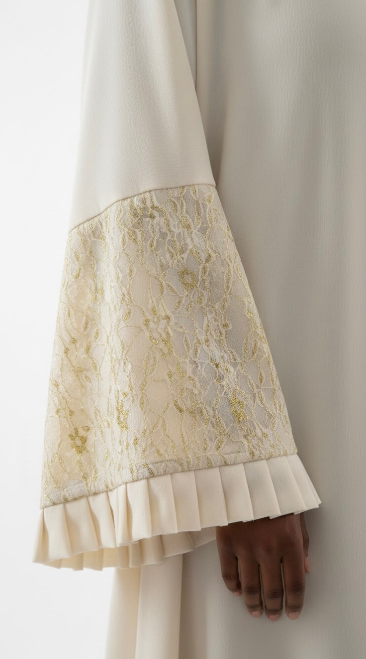 One-Piece Full Length Lace Jilbab — Cream