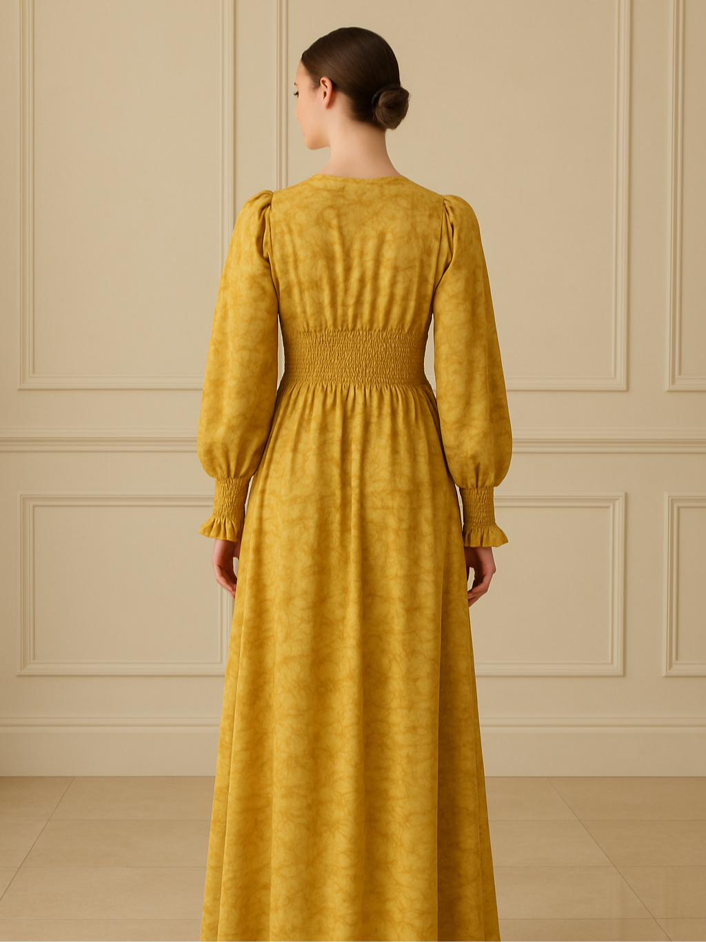 Golden Marbled Maxi Dress