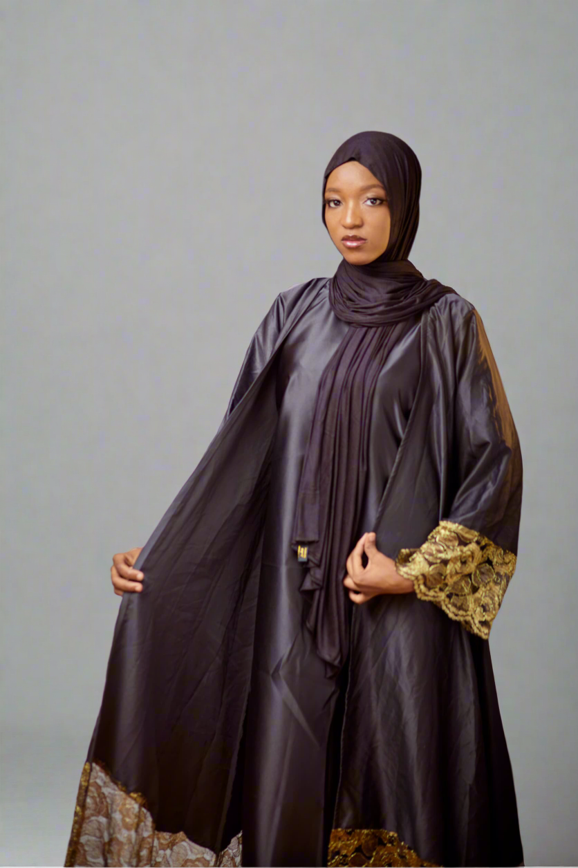 Noir Bloom Abaya Set