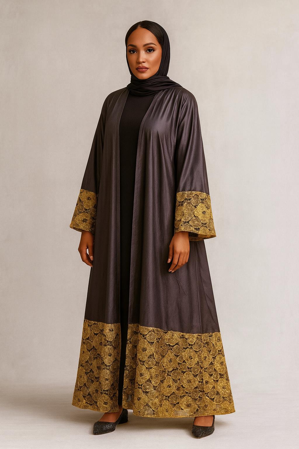 Noir Bloom Abaya Set