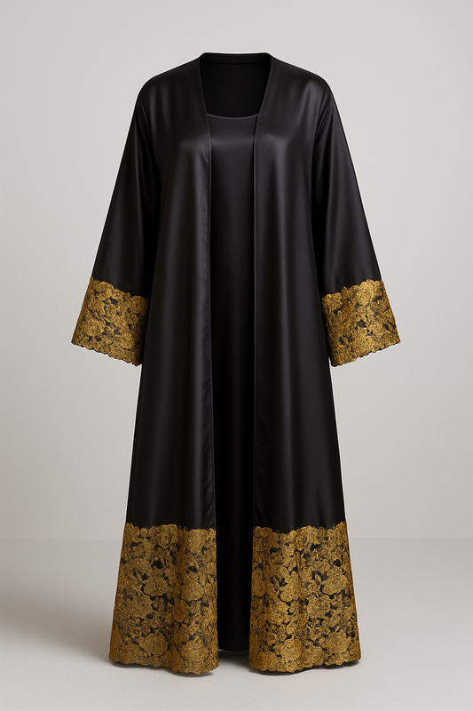 Noir Bloom Abaya Set