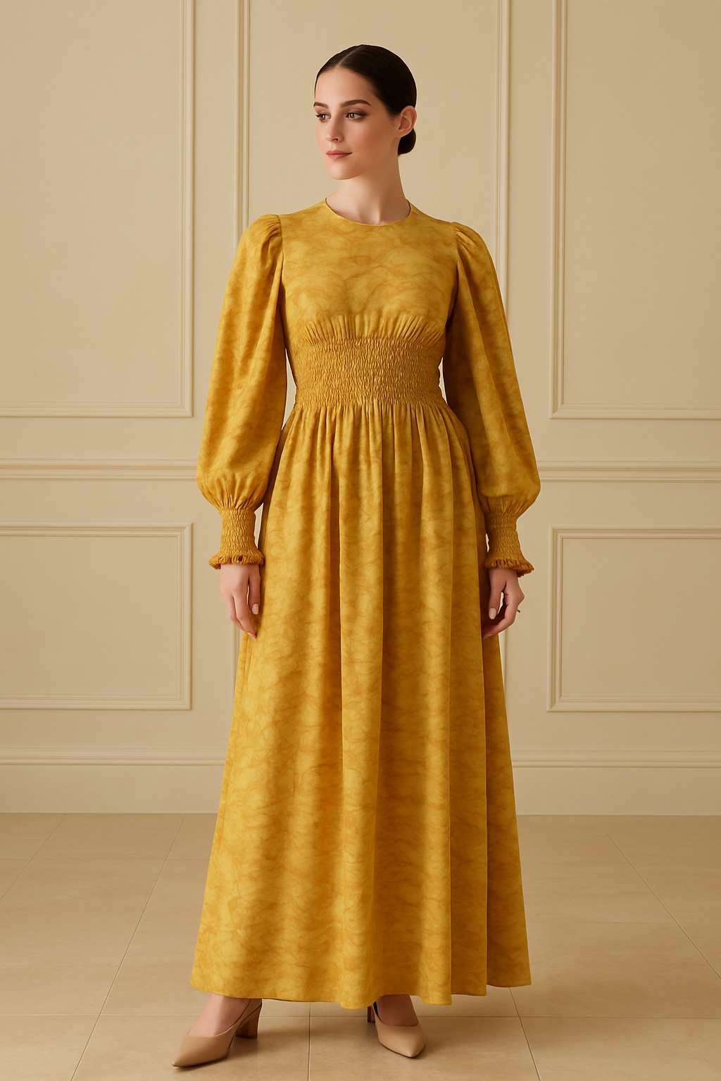 Golden Marbled Maxi Dress